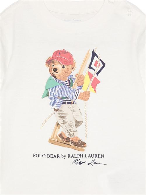 T-shirt bambino Ralph Lauren bianca con logo RALPH LAUREN KIDS | 320A12428002